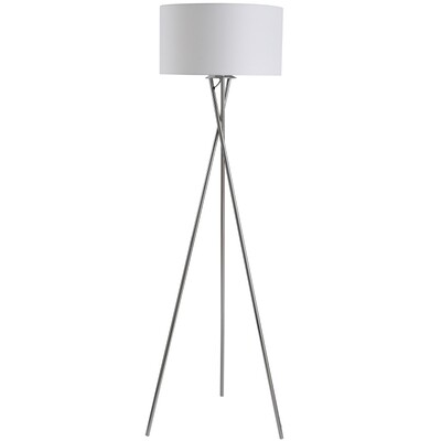 Stehlampe Standleuchte Stoffschirm Silber+Weiss