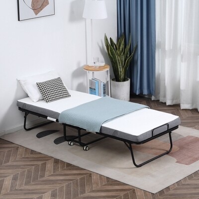 Klappbett mit Matratze und Rollen Stahl