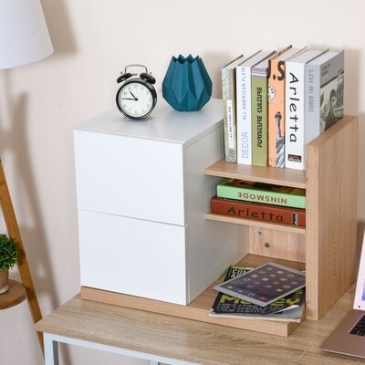 Schreibtisch Organizer Bücherregal 2 Schulbladen MDF Weiss