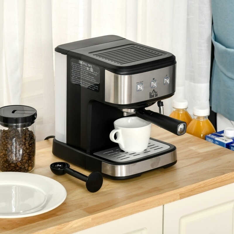 Espressomaschine Kaffeemaschine aus Edelstahl mit Milchschäumer