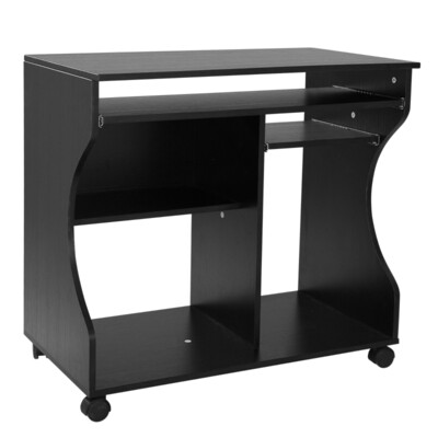 mobiler Computertisch rollbar mobil PC Tisch Schwarz