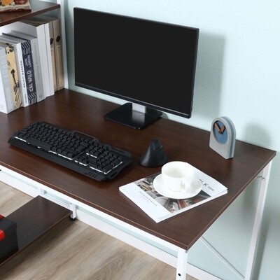 Schreibtisch Computertisch Bürotisch mit Regal Weiss