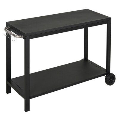 Outdoor-Küchenwagen mit Rollen Servierwagen Küchenschrank Grillwagen Edelstahl Schwarz