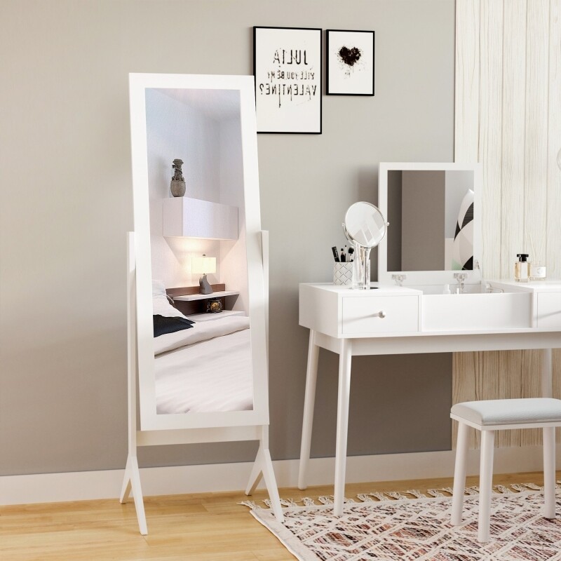 Standspiegel Schminkspiegel MDF Weiss