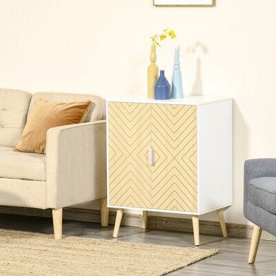 Nachttisch Kommode Schrank weiss + natur
