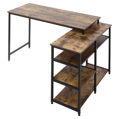 Eckschreibtisch Schwarz Braun Industrial Style