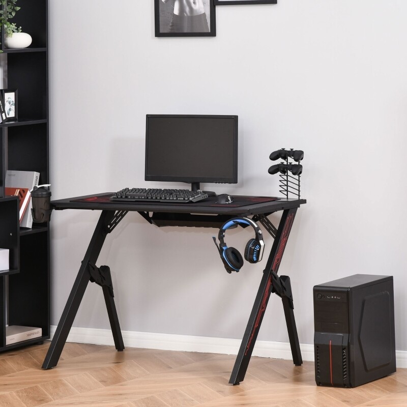 HOMCOM® Gaming Tisch Schreibtisch Büro Kopfhörer Haken