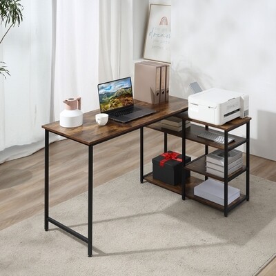Eckschreibtisch Schwarz Braun Industrial Style