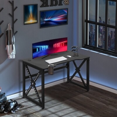 Gaming-Tisch Computertisch mit LED-Beleuchtung Schwarz 120 cm x 60 cm x 73 cm