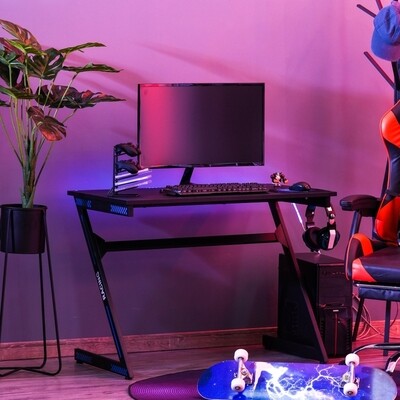 Computertisch Gaming Tisch Computer ergonomisch PC-Tisch Stahl MDF Schwarz