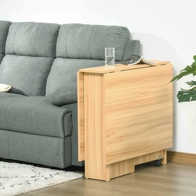 mobiler Klapptisch, Esstisch, Schreibtisch mit Rollen natur