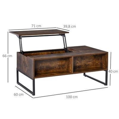 Couchtisch Wohnzimmertisch Kaffeetisch höhenverstellbar Braun