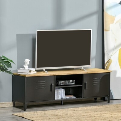Fernsehschrank, Lowboard, Industrial Style Spind-Optik schwarz
