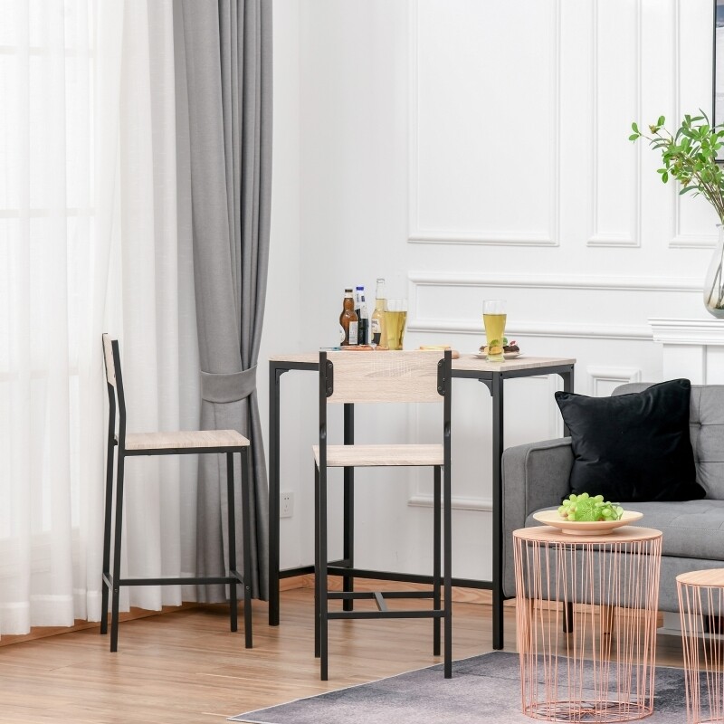 Barstuhl Barhocker Küchentisch Bartisch mit 2 Stühlen 3-teiliges Tischset MDF