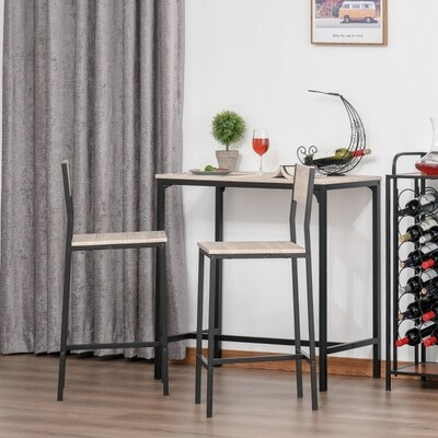 Barstuhl Barhocker Küchentisch Bartisch mit 2 Stühlen 3-teiliges Tischset MDF