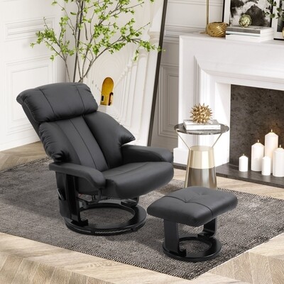 Massagesessel mit Hocker Schwarz 76 cm x 80 cm x 102 cm