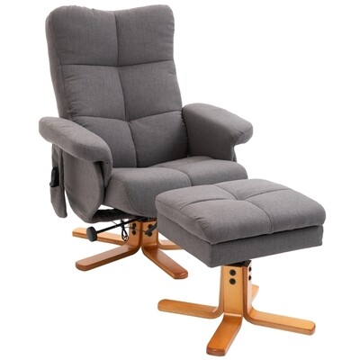 Massagesessel mit Fusshocker 145°-Neigung Dunkelgrau