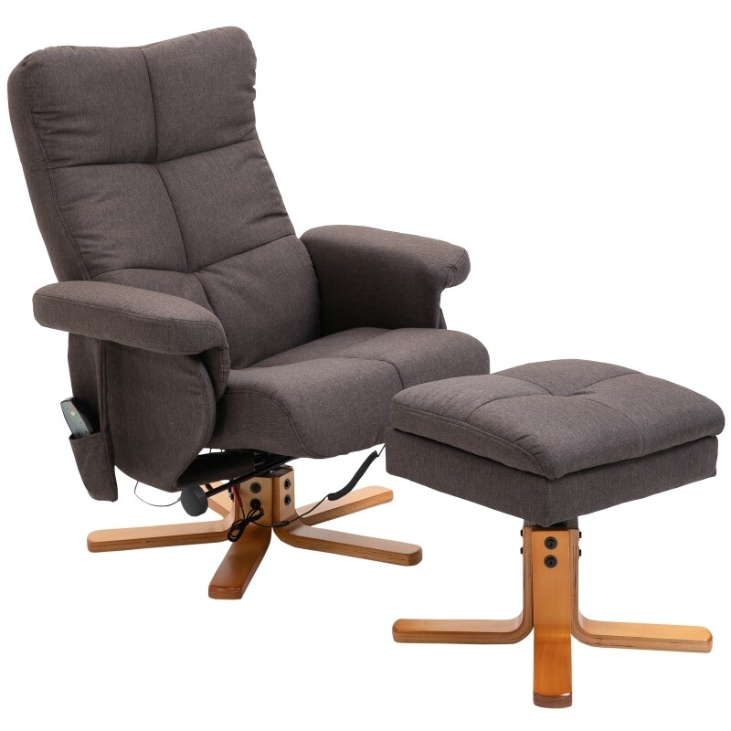 Massagesessel mit Fusshocker 145°-Neigung braun