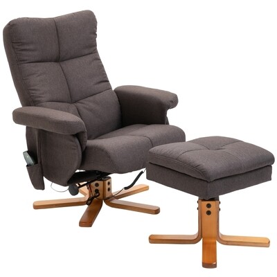 Massagesessel mit Fusshocker 145°-Neigung braun