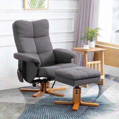 Massagesessel mit Fusshocker 145°-Neigung Dunkelgrau