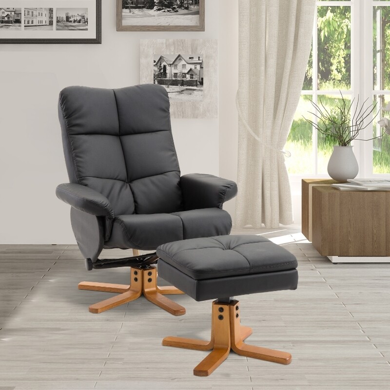 Relaxsessel Fernsehsessel mit Hocker Liegefunktion Schwarz