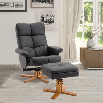Relaxsessel Fernsehsessel mit Hocker Liegefunktion Schwarz