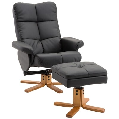 Relaxsessel Fernsehsessel mit Hocker Liegefunktion Schwarz