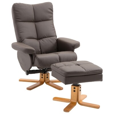 Relaxsessel Fernsehsessel 360° drehbarer Sessel mit Hocker braun