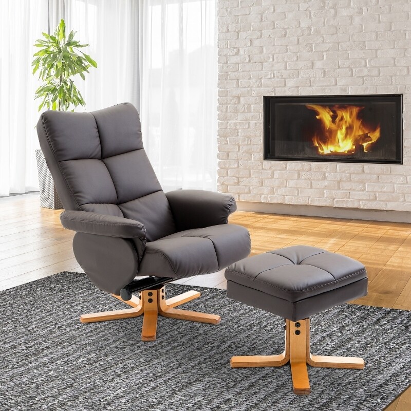 Relaxsessel Fernsehsessel 360° drehbarer Sessel mit Hocker braun