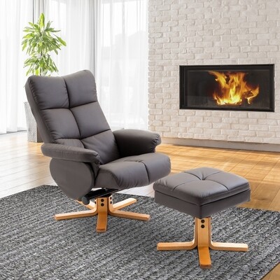 Relaxsessel Fernsehsessel 360° drehbarer Sessel mit Hocker braun