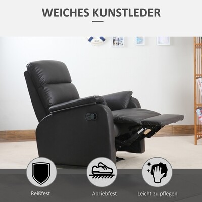 Relaxsessel Fernsehsessel Couch-Sessel Liegesessel verstellbar ergonomisch Kunstleder Stahl Braun
