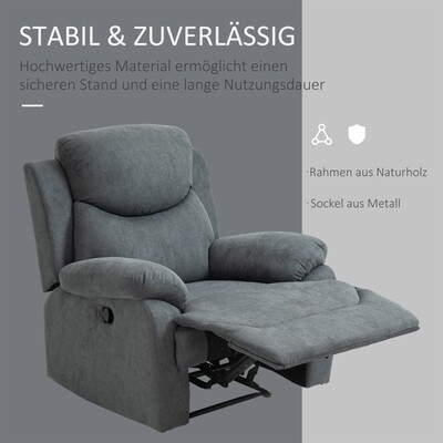 Ergonomischer Relaxsessel 150° neigbar Fernsehsessel Leinen Grau