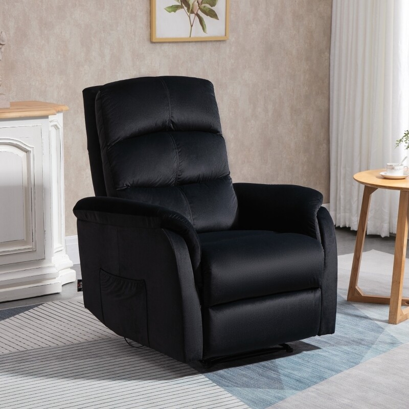 HOMCOM Relaxsessel mit Liegefunktion Kopfstütze verstellbar TV Sessel schwarz