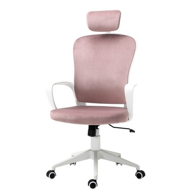 Bürostuhl mit Wippfunktion ergonomischer Drehstuhl höhenverstellbar mit Armlehne Kopfstütze rosa