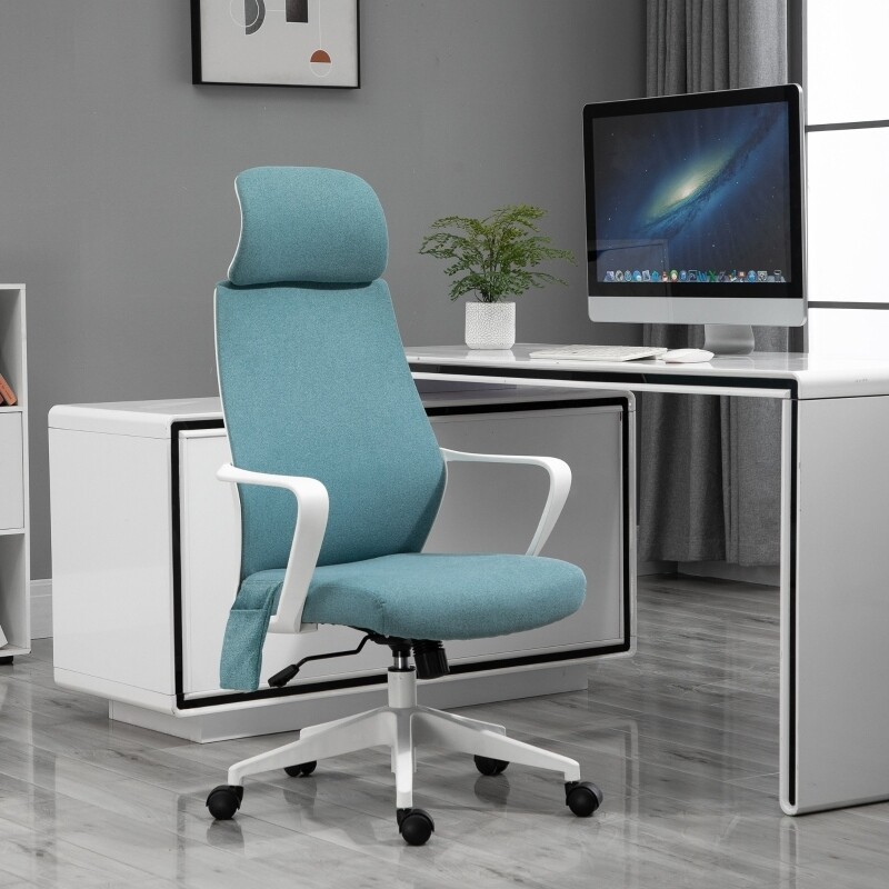 Vinsetto Bürostuhl Chefsessel mit Massagekissen höhenverstellbar Blau