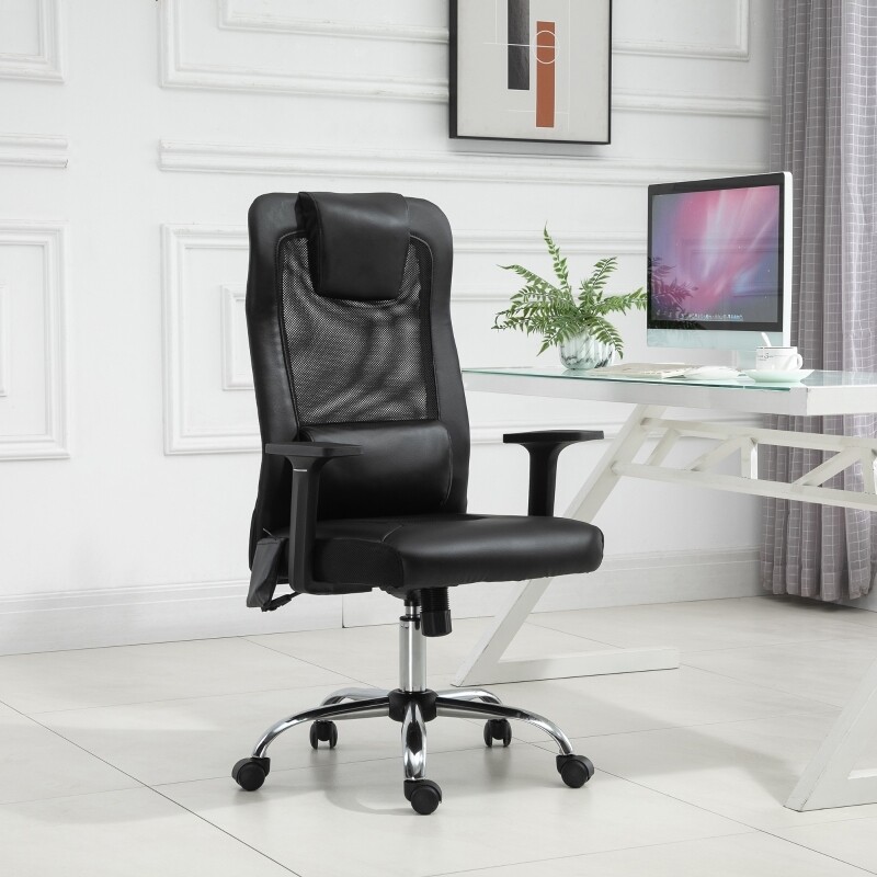 Vinsetto® Chefsessel Bürostuhl Drehstuhl mit Massagekissen höhenverstellbar PU