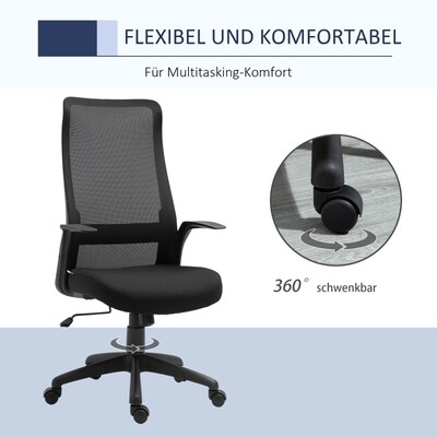 Bürostuhl mit Mesh-Gewebe Schwarz 62 cm x 62 cm x 122 cm