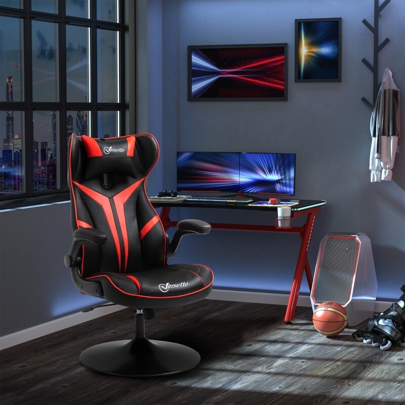 Gaming Stuhl mit Rallystreifen Schwarz Rot