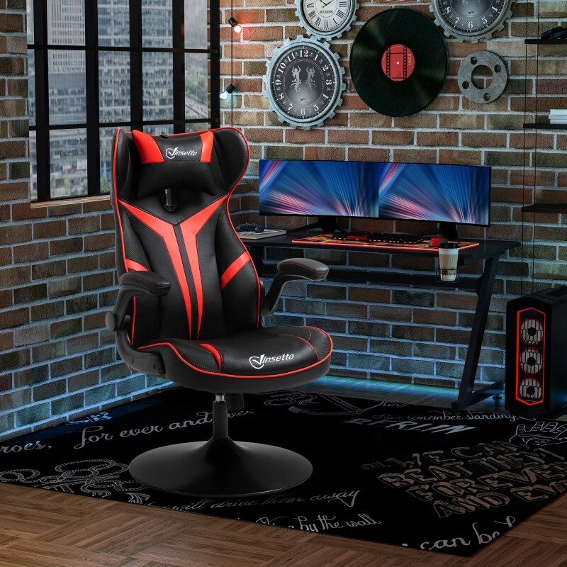 Gaming Stuhl mit Rallystreifen Schwarz Rot