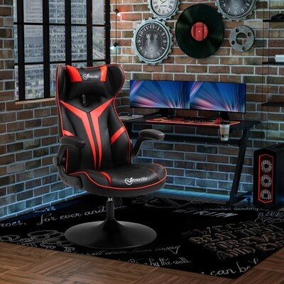 Gaming Stuhl mit Rallystreifen Schwarz Rot