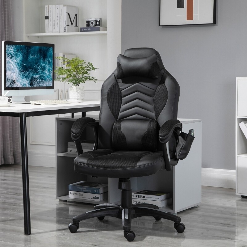 Bürostuhl Ergonomisch Massagesessel Gaming Stuhl Schwarz