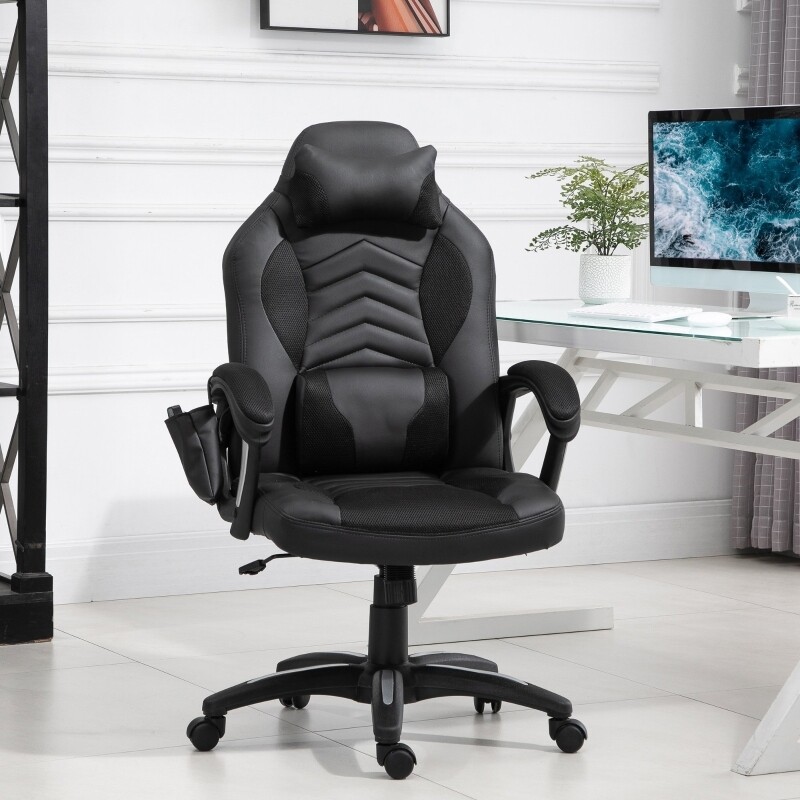 Bürostuhl Ergonomisch Massagesessel Gaming Stuhl Schwarz