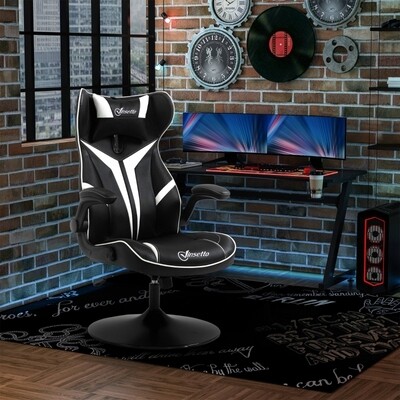 Gaming Stuhl mit Rallystreifen Schwarz Weiss