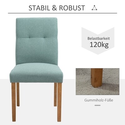 2er-Set Esszimmerstühle mit gepolstertem Sitz grün