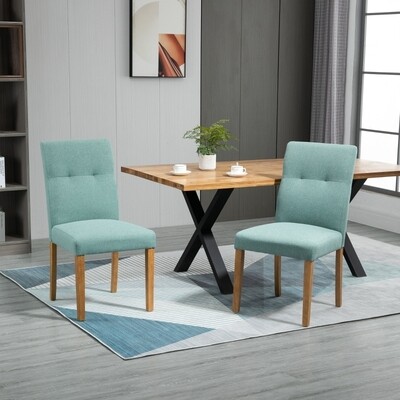 2er-Set Esszimmerstühle mit gepolstertem Sitz grün