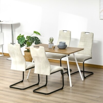 Essgruppe aus 4 Stühlen mit hoher Rückenlehne, Beige