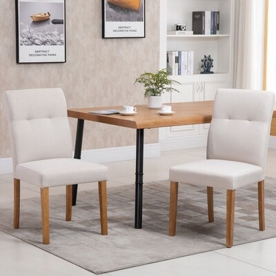 2er-Set Esszimmerstühle mit gepolstertem Sitz beige