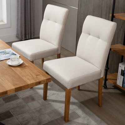 2er-Set Esszimmerstühle mit gepolstertem Sitz beige