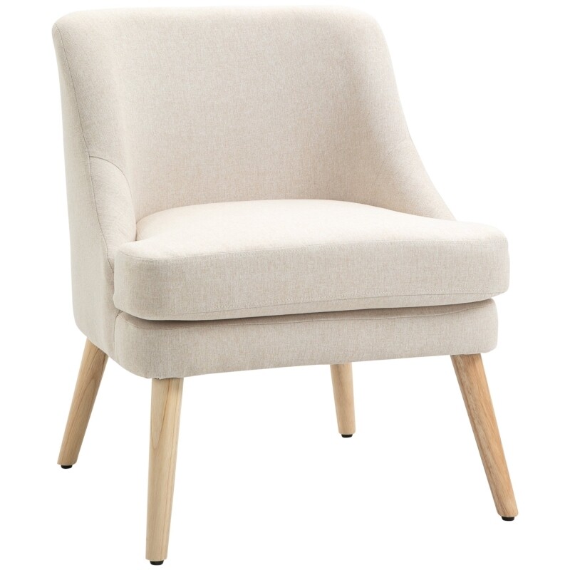 Esszimmerstuhl, Sessel modernes Leinen-Design cremeweiss