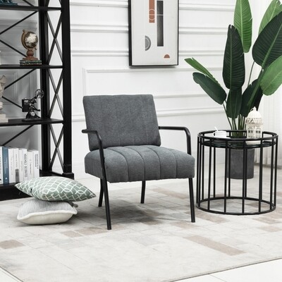 Polstersessel Retrodesign Samtoptik Metall Grau + Schwarz